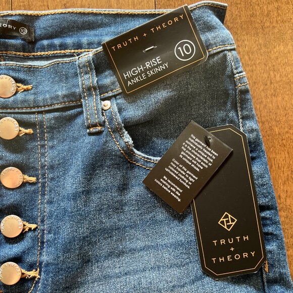 Truth + Theory Women's Med Wash High-Rise Angle Skinny Stretch Demin Jean, Sz 10 - Picture 3 of 10